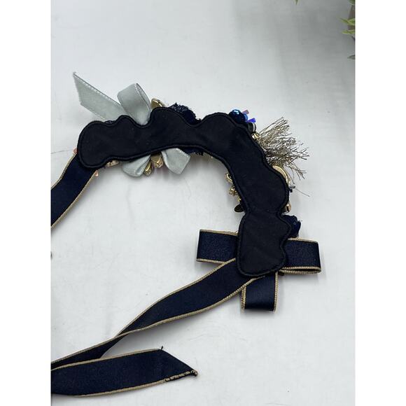 J. Crew Black Ribbon Funfetti AB Tinsel Sequin Floral Multicolor Bow necklace - Picture 14 of 16